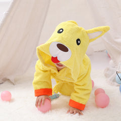Cartoon Animal Baby Hooded Bathrobe – Soft Cotton Towel for 0-3 Years