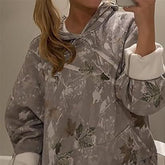 Women’s Casual Floral Pocket Hoodie Top – Loose Fit Long Sleeve