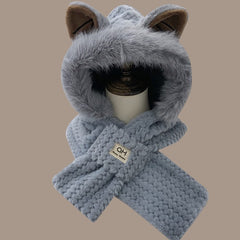 Autumn Winter Cute Furry Fox Ear Hat – Warm Cotton & Linen Beanie