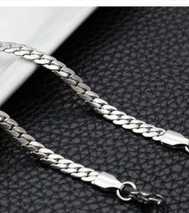 1pc 6 mm Men 925 sterling silver Cuban Link Chain Bracelet Necklace Fashion Hip Hop Chain Necklace Male Jewelry gift