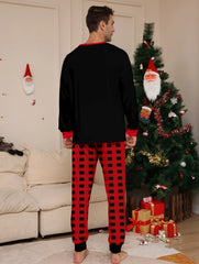 Family Matching Christmas Pajamas Set with Plaid, Santa & "CHRISTMAS CREW" Print, Cozy Xmas Loungewear