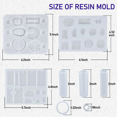 DIY Epoxy Resin Kit for Beginners with Silicone Molds Pigment Glitters Jewelry Pendant Earrings Keychain Making Accessories