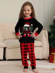 Family Matching Christmas Pajamas Set with Plaid, Santa & "CHRISTMAS CREW" Print, Cozy Xmas Loungewear