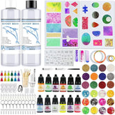 DIY Epoxy Resin Kit for Beginners with Silicone Molds Pigment Glitters Jewelry Pendant Earrings Keychain Making Accessories