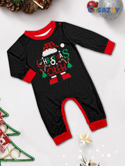 Family Matching Christmas Pajamas Set with Plaid, Santa & "CHRISTMAS CREW" Print, Cozy Xmas Loungewear