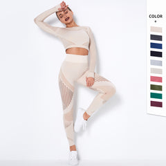 Seamless Yoga Suit – Long Sleeve Absorbent Stretch Activewear Set