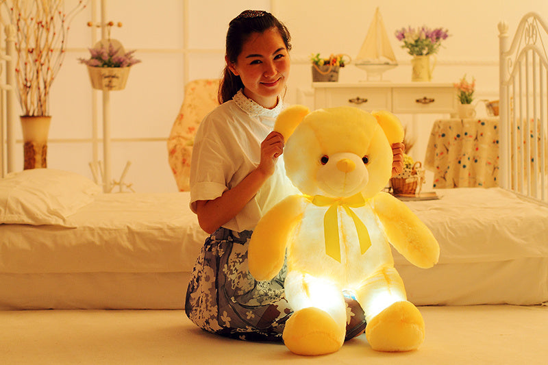 LED Teddy Bear Plush Toy – Colorful Light-Up Kids Gift Pillow