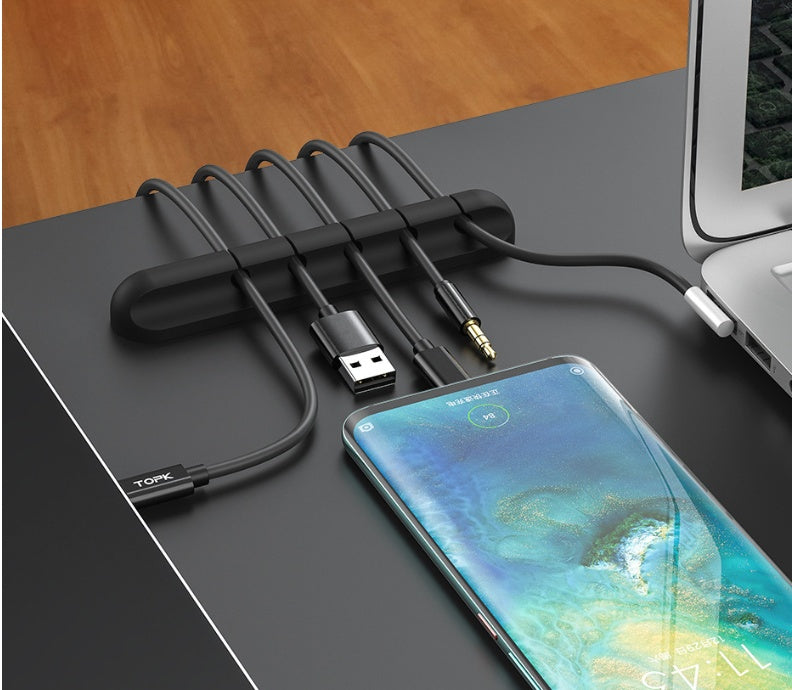 Silicone Cable Organizer – USB Cord Winder & Desktop Wire Clips