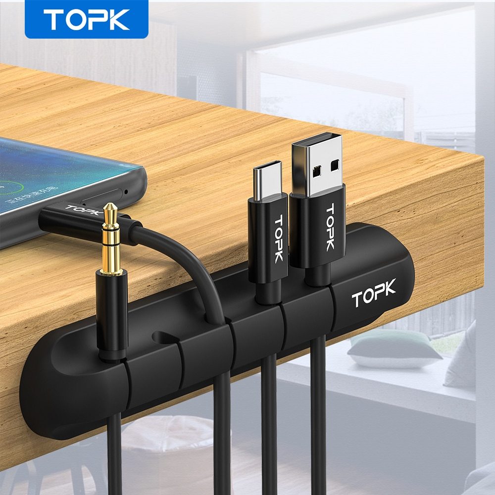 Silicone Cable Organizer – USB Cord Winder & Desktop Wire Clips