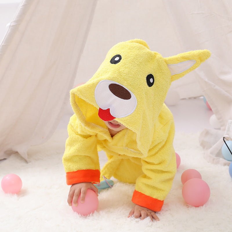 Cartoon Animal Baby Hooded Bathrobe – Soft Cotton Towel for 0-3 Years