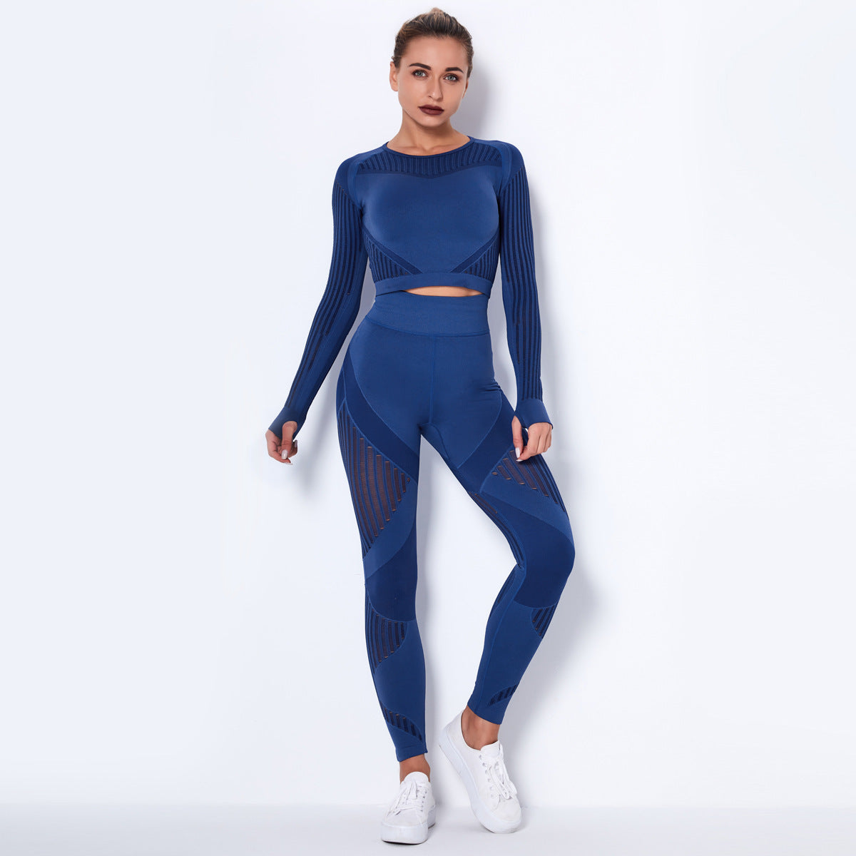 Seamless Yoga Suit – Long Sleeve Absorbent Stretch Activewear Set