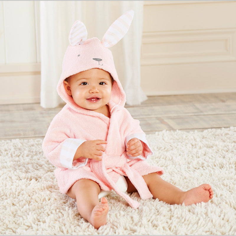 Cartoon Animal Baby Hooded Bathrobe – Soft Cotton Towel for 0-3 Years