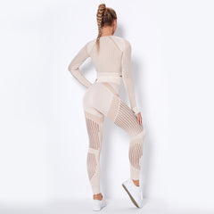 Seamless Yoga Suit – Long Sleeve Absorbent Stretch Activewear Set