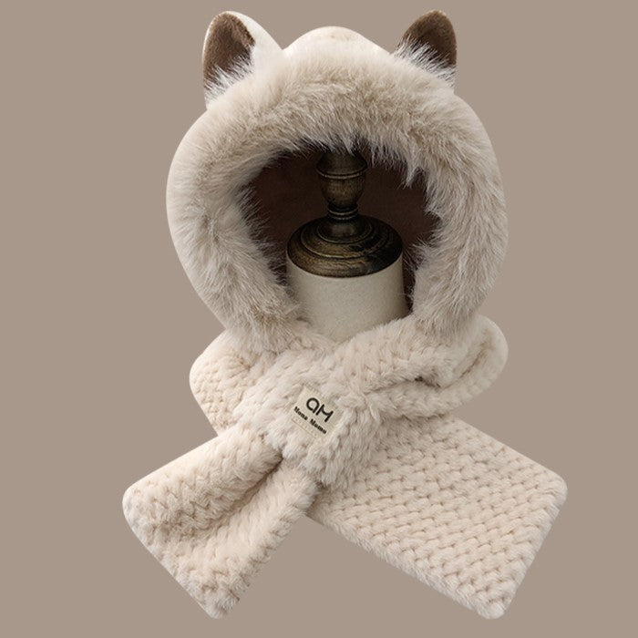 Autumn Winter Cute Furry Fox Ear Hat – Warm Cotton & Linen Beanie
