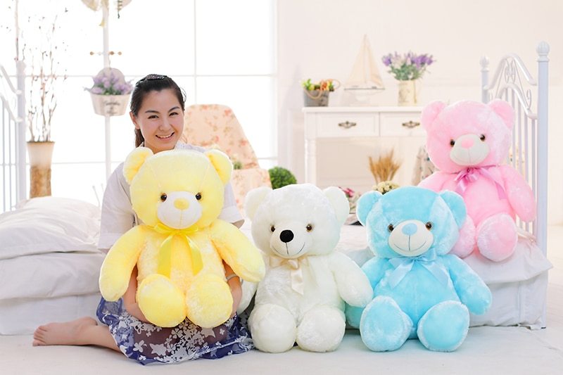 LED Teddy Bear Plush Toy – Colorful Light-Up Kids Gift Pillow