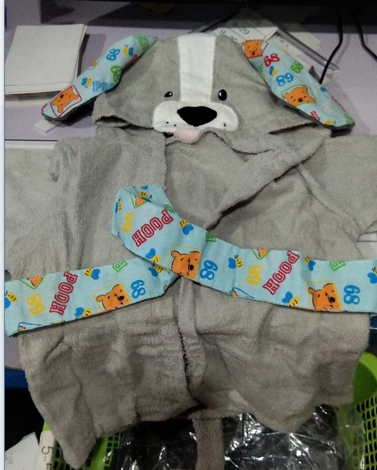 Cartoon Animal Baby Hooded Bathrobe – Soft Cotton Towel for 0-3 Years