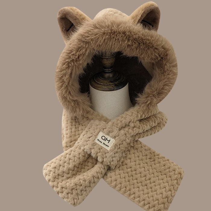Autumn Winter Cute Furry Fox Ear Hat – Warm Cotton & Linen Beanie