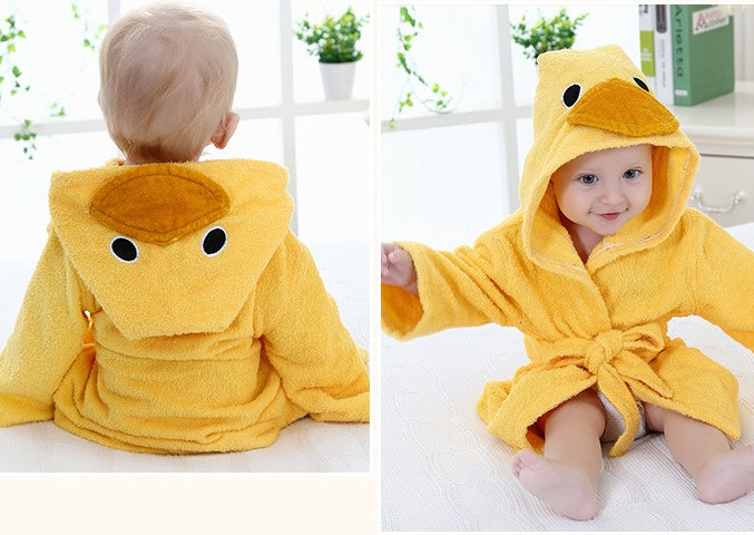 Cartoon Animal Baby Hooded Bathrobe – Soft Cotton Towel for 0-3 Years