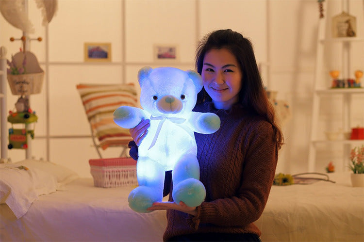 LED Teddy Bear Plush Toy – Colorful Light-Up Kids Gift Pillow