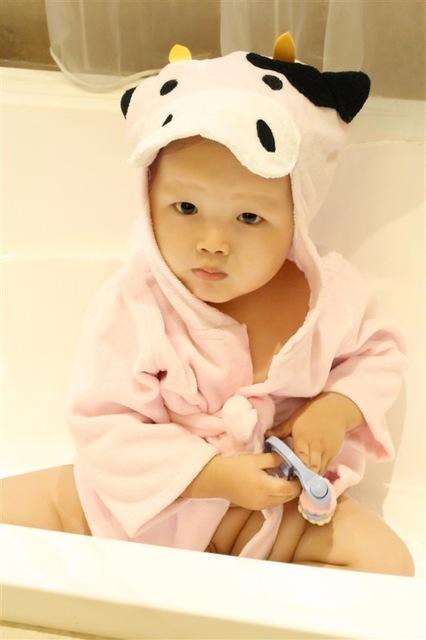 Cartoon Animal Baby Hooded Bathrobe – Soft Cotton Towel for 0-3 Years