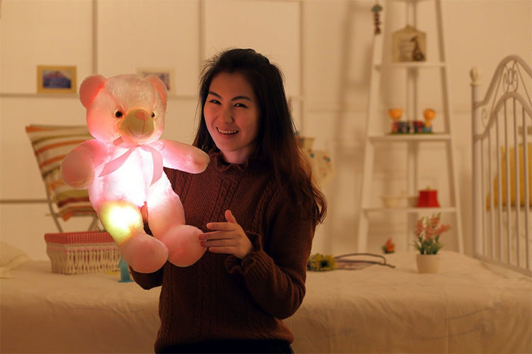 LED Teddy Bear Plush Toy – Colorful Light-Up Kids Gift Pillow