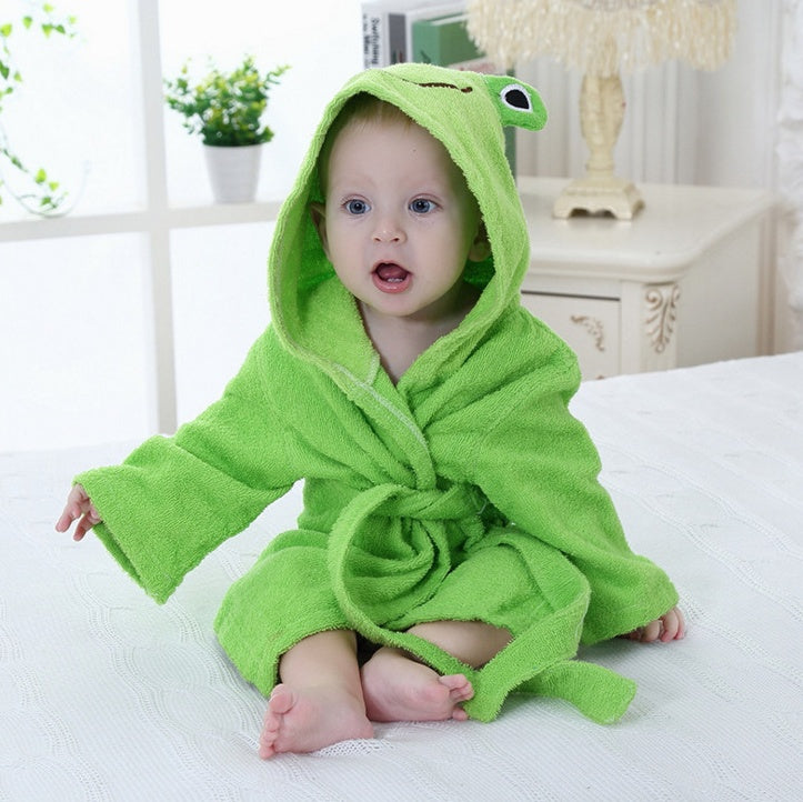 Cartoon Animal Baby Hooded Bathrobe – Soft Cotton Towel for 0-3 Years