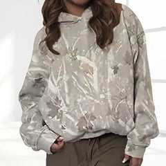 Women’s Casual Floral Pocket Hoodie Top – Loose Fit Long Sleeve