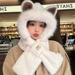 Autumn Winter Cute Furry Fox Ear Hat – Warm Cotton & Linen Beanie