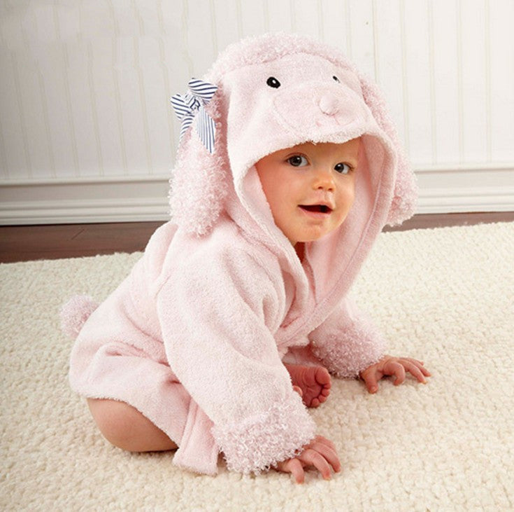 Cartoon Animal Baby Hooded Bathrobe – Soft Cotton Towel for 0-3 Years