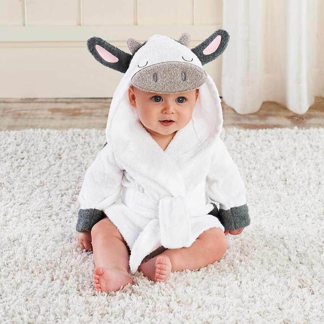 Cartoon Animal Baby Hooded Bathrobe – Soft Cotton Towel for 0-3 Years
