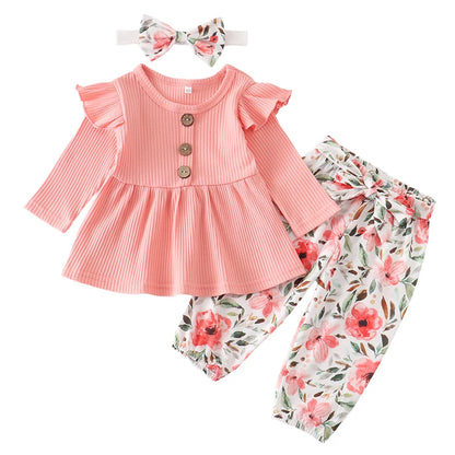 3Pcs Autumn Baby Girl Clothes Sets