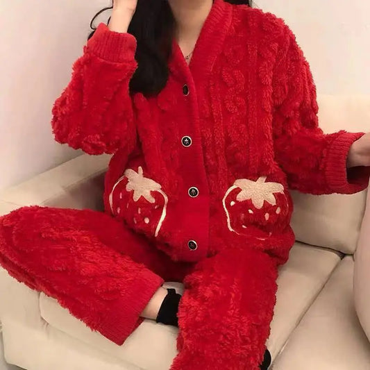 Women Winter Coral Fleece Pajama Sets