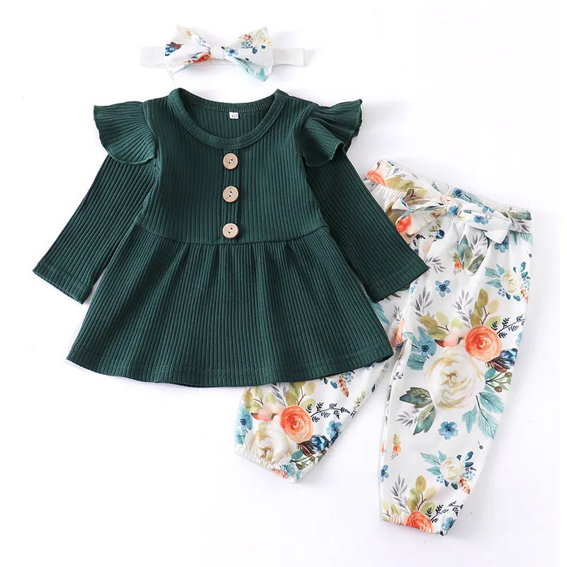 3Pcs Autumn Baby Girl Clothes Sets