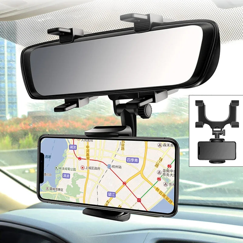 360° Car Mirror Telescopic Smart Phone Holder