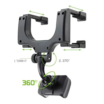 360° Car Mirror Telescopic Smart Phone Holder