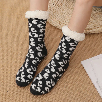 Leopard Fluffy Slipper Socks