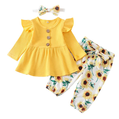 3Pcs Autumn Baby Girl Clothes Sets