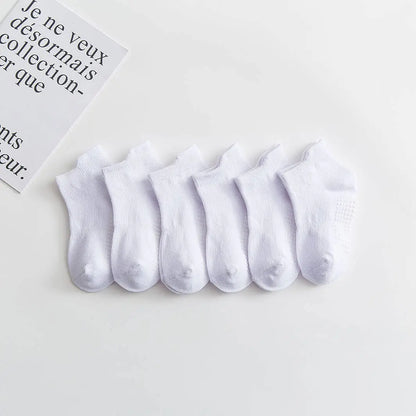 Cotton Children's Anti-slip Boat Socks 6pack