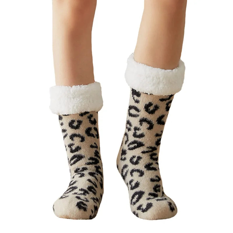 Leopard Fluffy Slipper Socks