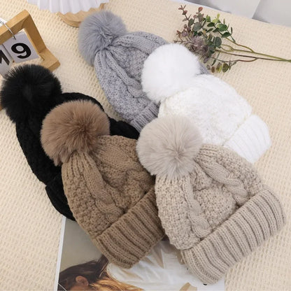 Women's Winter Plush Wool Knitted Hat