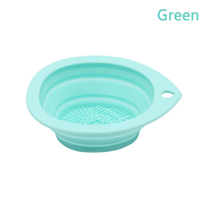 Folding Powder Puff Cleaning Bowl Eyeshadow Brush