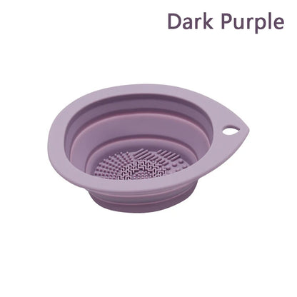 Folding Powder Puff Cleaning Bowl Eyeshadow Brush