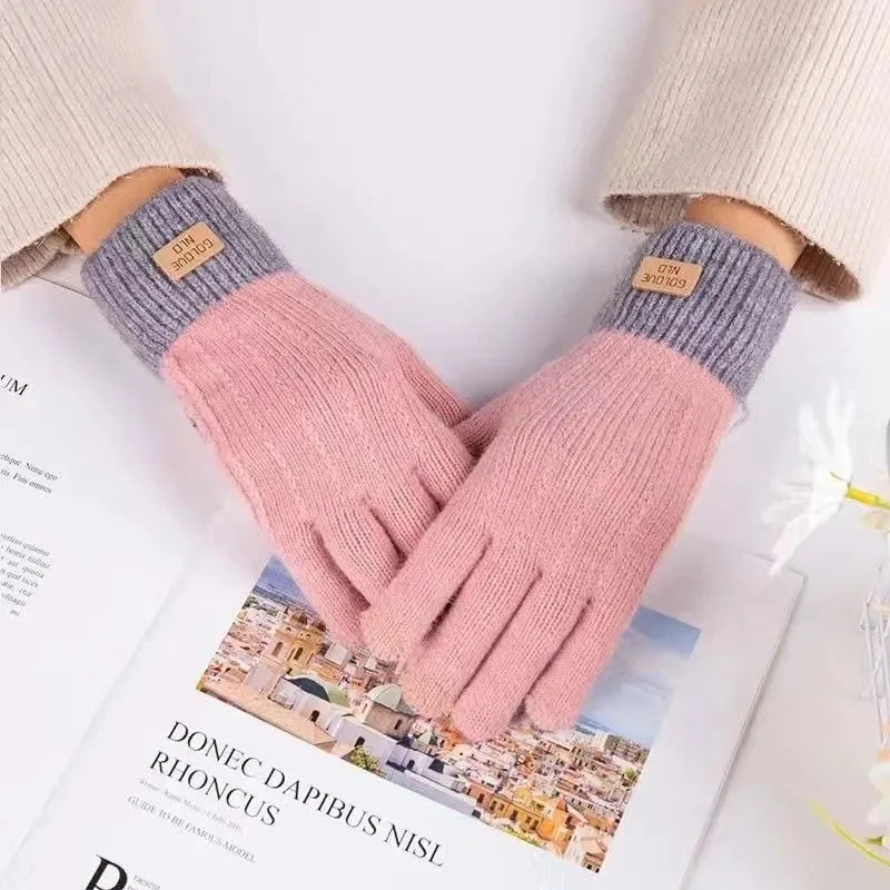 women's knitted touch screen gloves