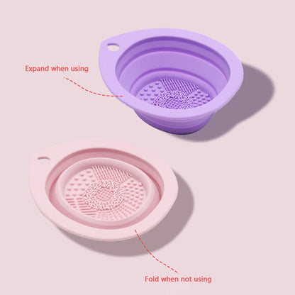 Folding Powder Puff Cleaning Bowl Eyeshadow Brush