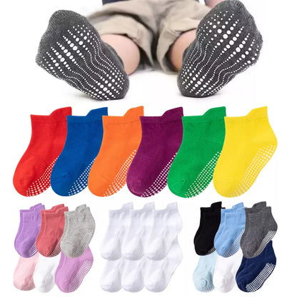 Cotton Children's Anti-slip Boat Socks 6pack