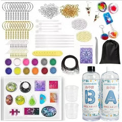 DIY Epoxy Resin Kit for Beginners with Silicone Molds Pigment Glitters Jewelry Pendant Earrings Keychain Making Accessories