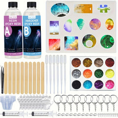 Resin Jewelry Making Kit, Starter Kit - Resin Kit and Mold Set with Jewelry Molds and Tools for Adult DIY Keychain Jewelry Makin