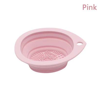 Folding Powder Puff Cleaning Bowl Eyeshadow Brush