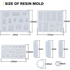 DIY Epoxy Resin Kit for Beginners with Silicone Molds Pigment Glitters Jewelry Pendant Earrings Keychain Making Accessories