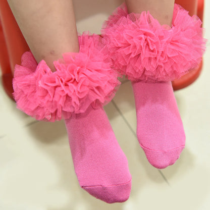 Girls fluffy frilly princess dress socks